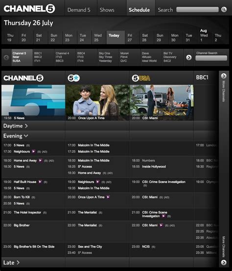 21.co.uk channel 5|TV Schedule Channel 5 last, current, next week .